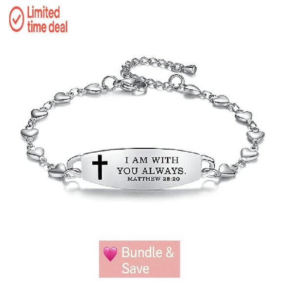 Stainless Steel Bible Verse Bracelet Adjustable 7-8.5 Inches Christian Gift - Picture 2 of 4